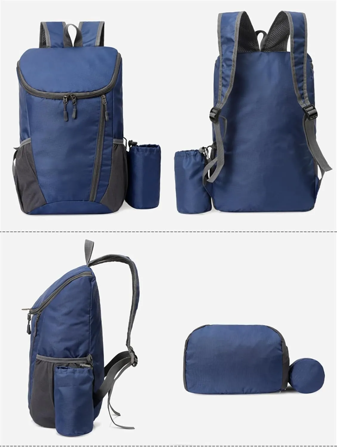 Portable Foldable Backpack Folding Mountaineering Bag, Ultralight Outdoor Cycling Rucksack, Travel Hiking Knapsack(Dark Blue)