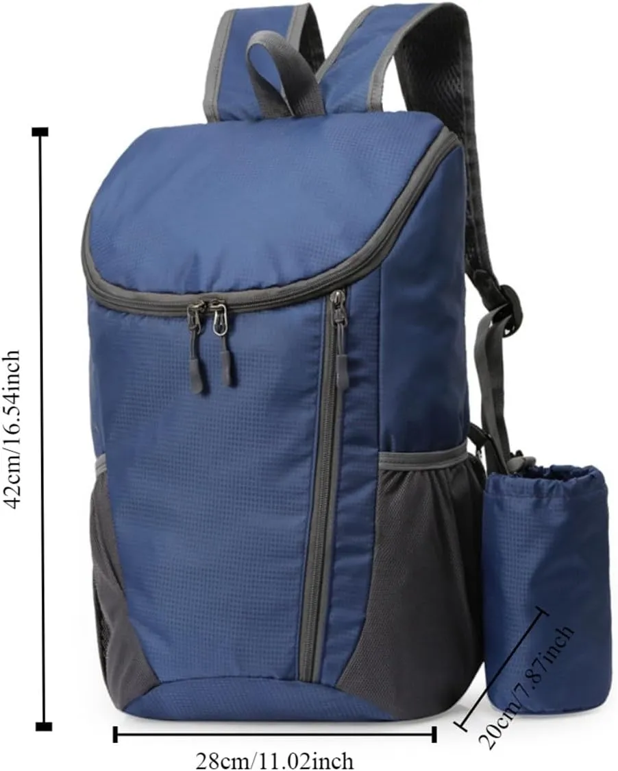 Portable Foldable Backpack Folding Mountaineering Bag, Ultralight Outdoor Cycling Rucksack, Travel Hiking Knapsack(Dark Blue)