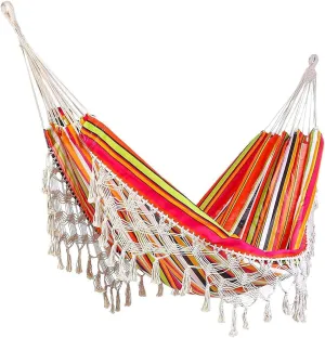 Portable Hammocks Camping Swing Chair Portable Outdoor Hammock Color Stripes Cotton Fabrics with Carrying Bag for Outdoors Gardens Travel Hammock for Outdoor(Red)