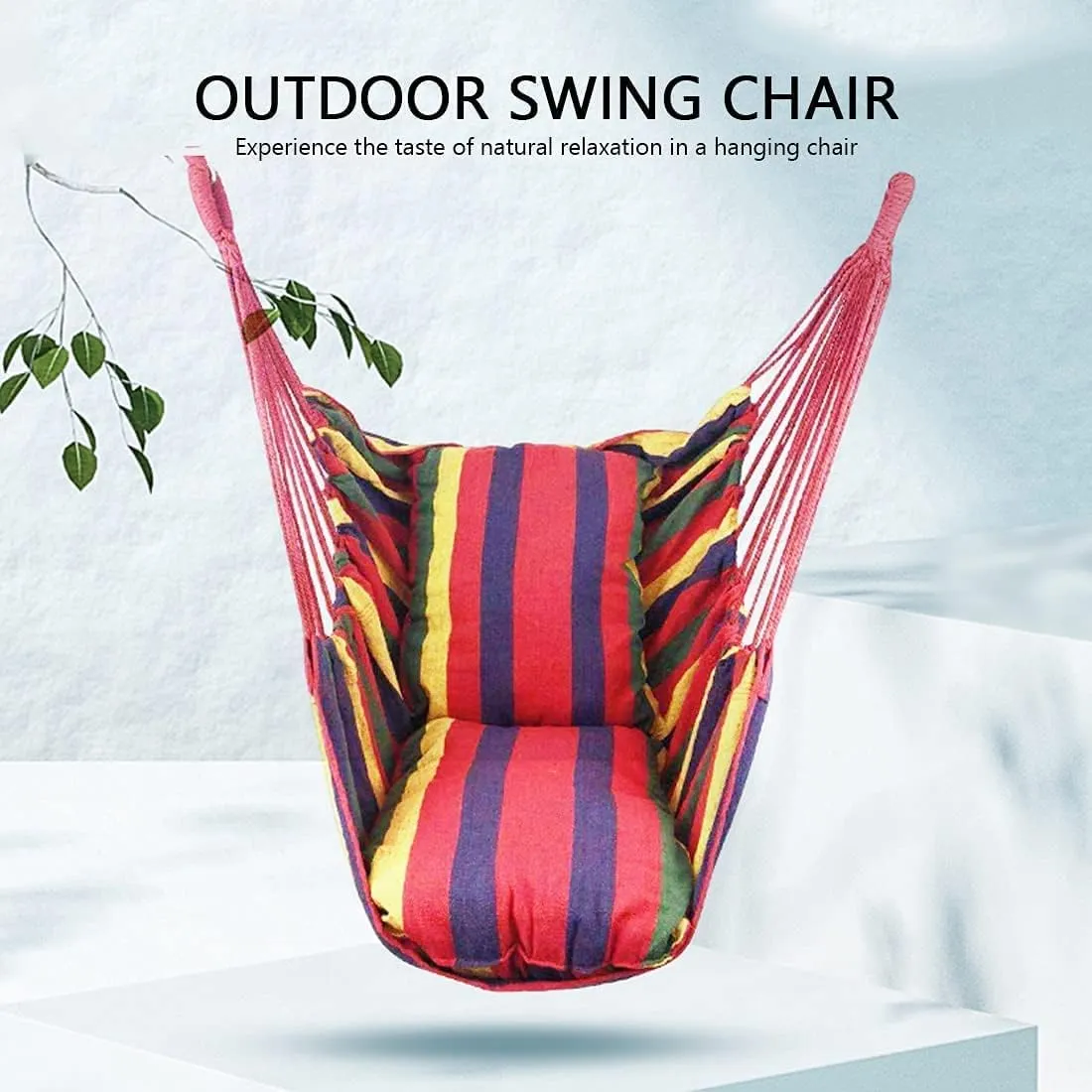 Portable Hammocks Outdoor Hammock Thicken Chair Hanging Portable Relaxation Canvas Swing Travel Camping Lazy Chair Hammock for Outdoor(Fresh Green B)