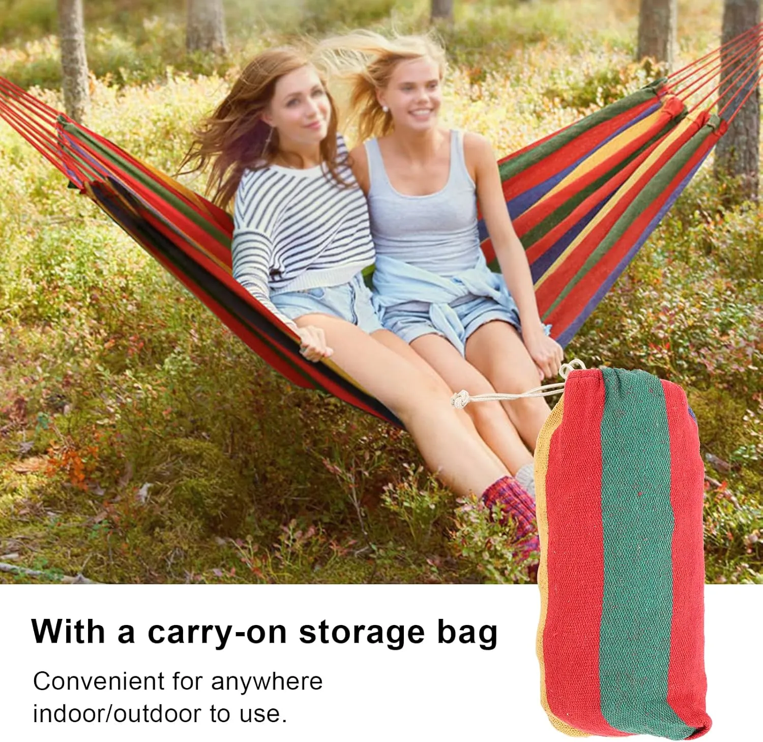 Portable Lightweight Travel Camping Hammock for Outdoor Garden Single Double Hammocks (Red)