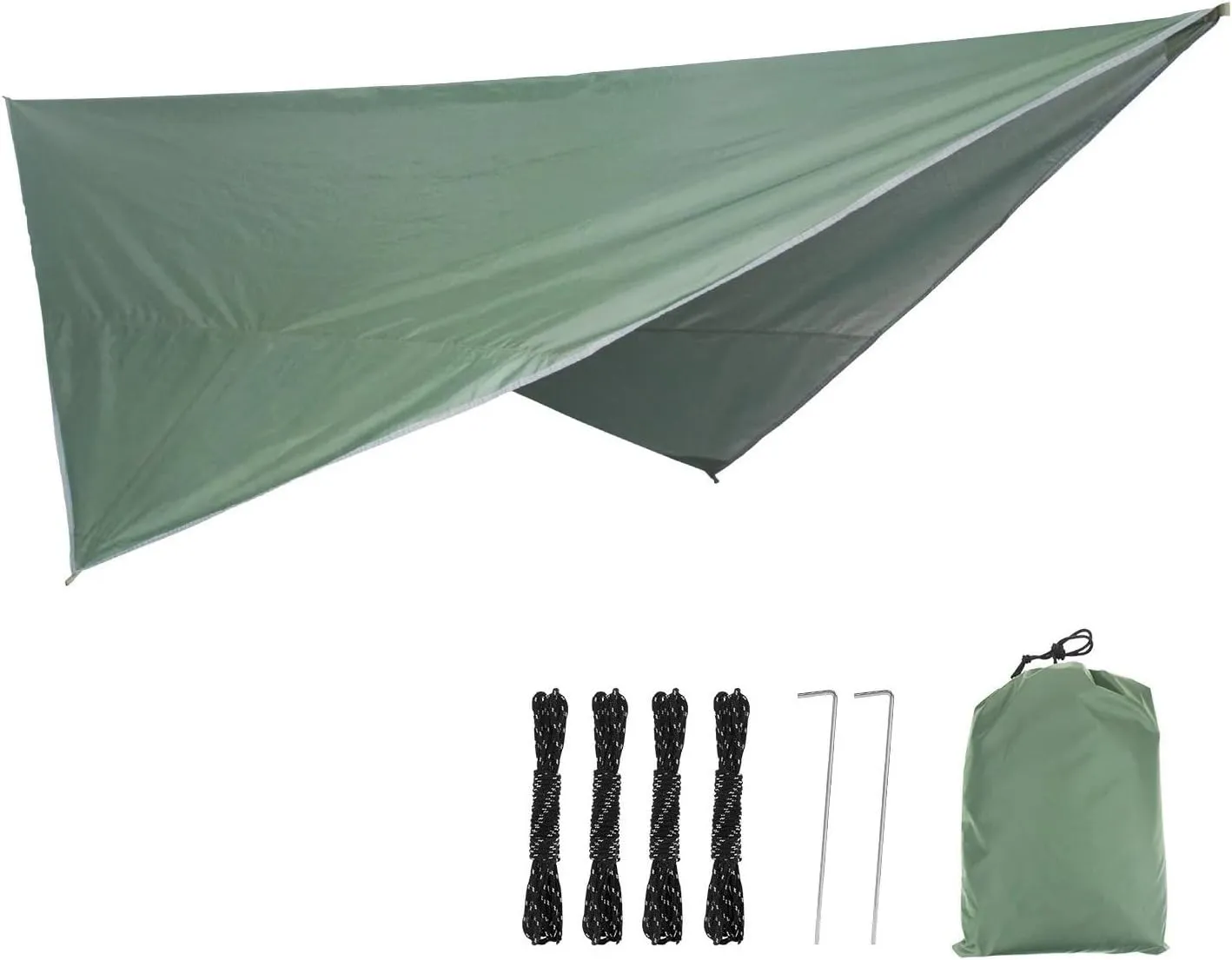 Portable Mosquito Net Nylon Camping Hammock with Waterproof Rain Fly Canopy Tarp for Outdoor Hanging Bed Sleeping for Terrace, Outdoor(Black)