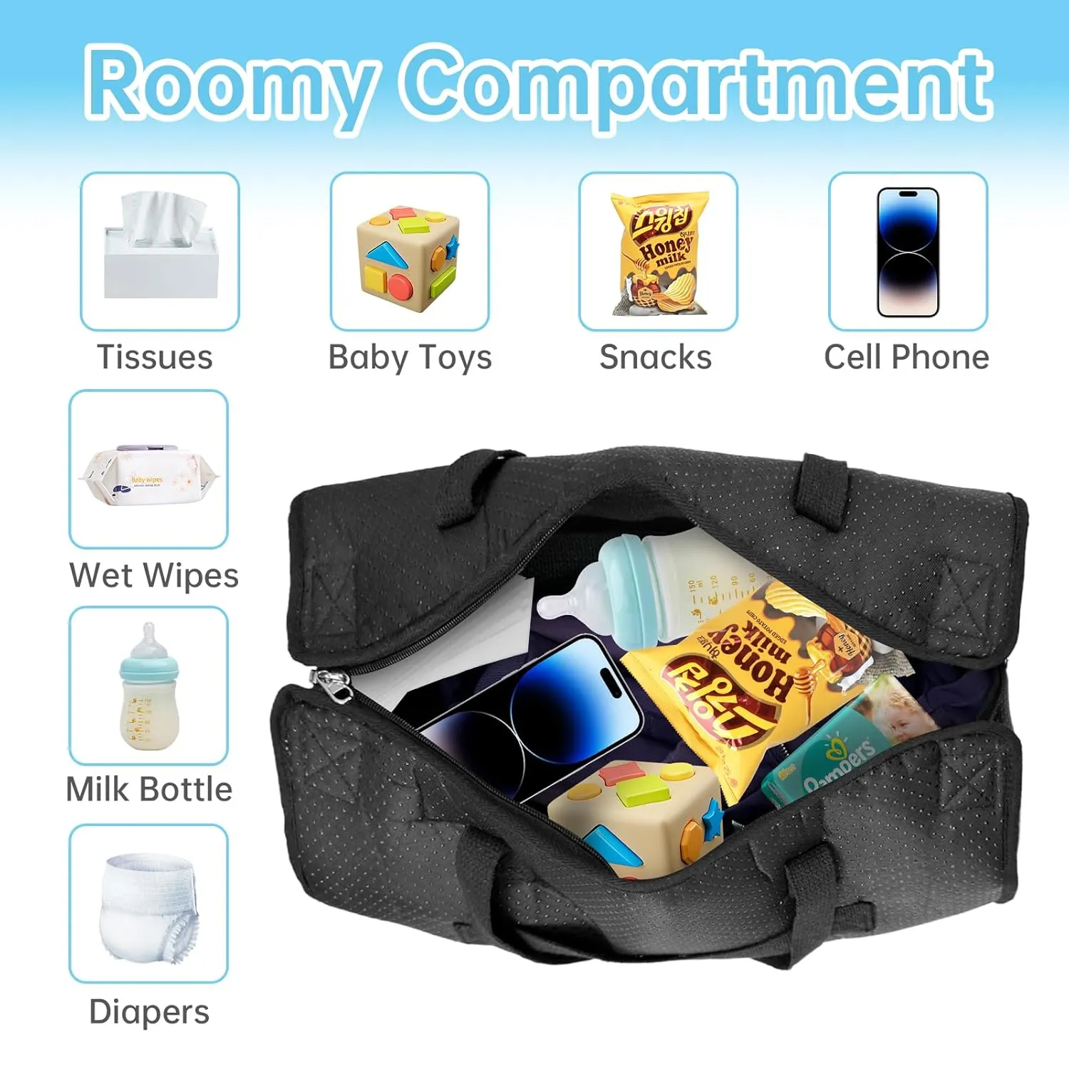 Portable Toddler Airplane Bed Travel Bag, Kids Plane Seat Extender, Baby Footrest Flight Essential, Flyaway Must Have for Infant Hammock Sleep, Carry on Bags for Women Gym, Hospital, Weekender(Black)