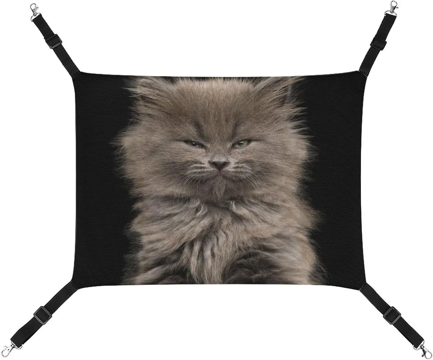 Portrait of Gray Kitten Hanging Cat Bed Soft Breathable Pet Hammock for Cage Pet Sleeper for Kitten Ferret Puppy Rabbit
