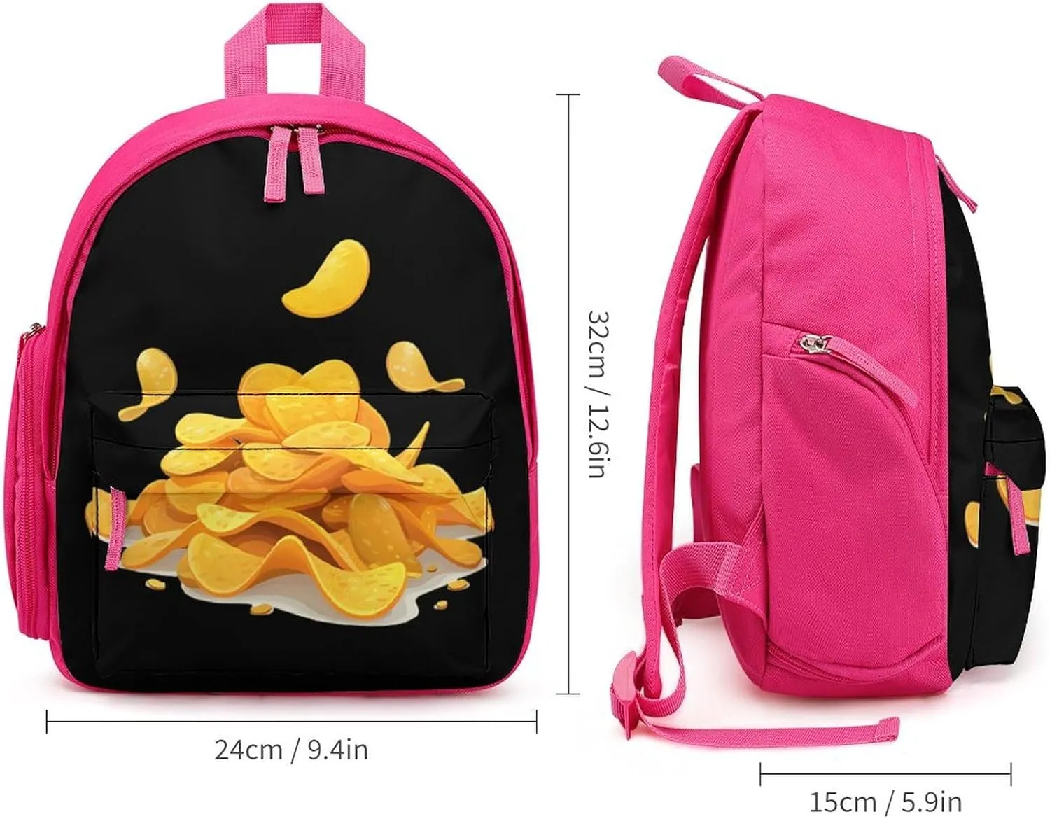 Potato Chips Funny Travel Backpack Lightweight Shoulder Bag Casual Daypack for Daily Business for Women Men