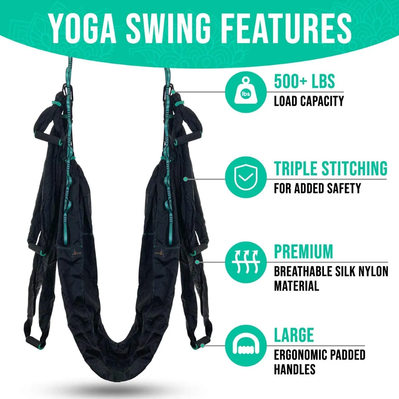 Premium Aerial Hammock anti Gravity  Swing Kit - Acrobat Flying Sling Set for Indoor and Outdoor Inversion Therapy