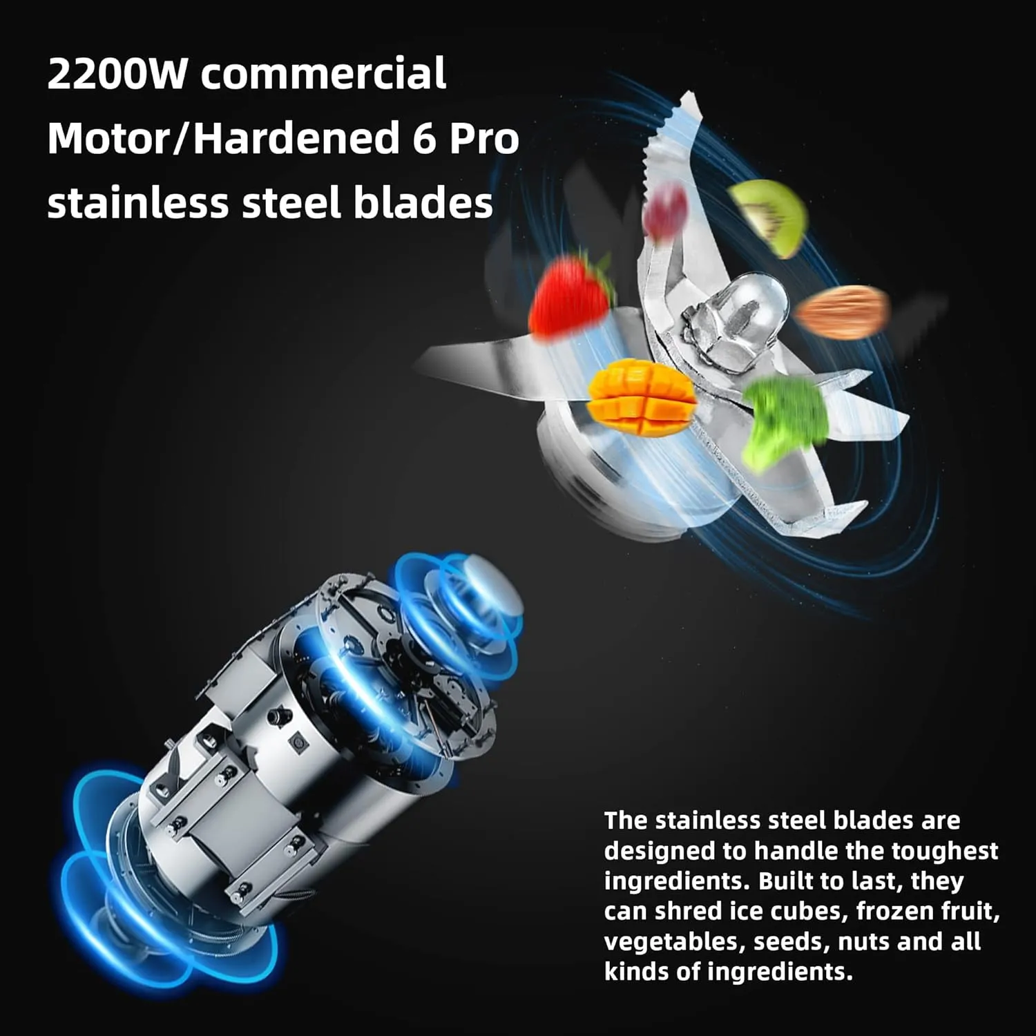 Professional Smoothie Blender, Countertop Blender,Commercial Blender 2200W High Power with 68oz Pitcher, Smart Timer,blenders for kitchen for smoothies/ice, Soup,fish,Dessert With 1 juice glass