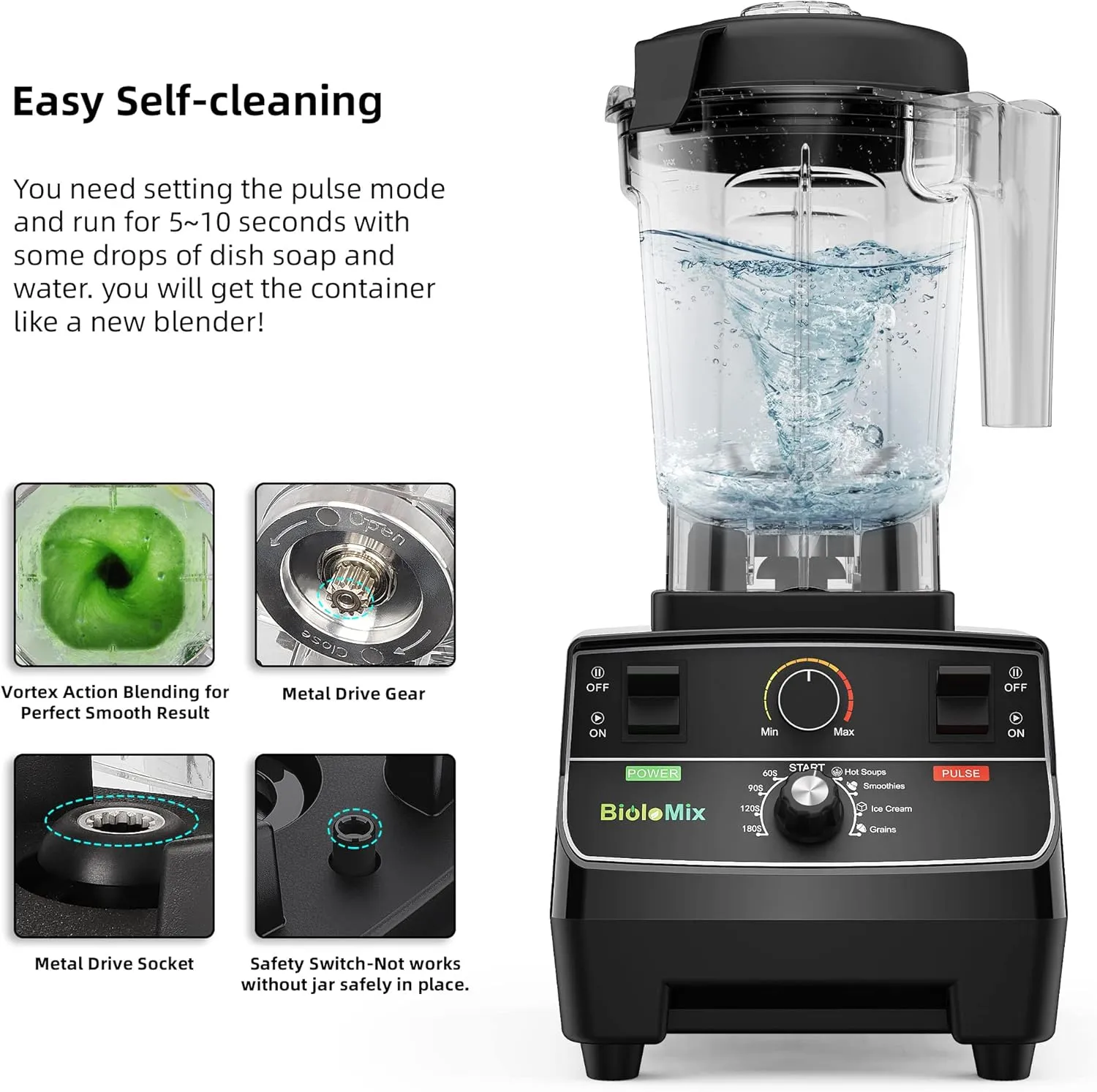 Professional Smoothie Blender, Countertop Blender,Commercial Blender 2200W High Power with 68oz Pitcher, Smart Timer,blenders for kitchen for smoothies/ice, Soup,fish,Dessert With 1 juice glass