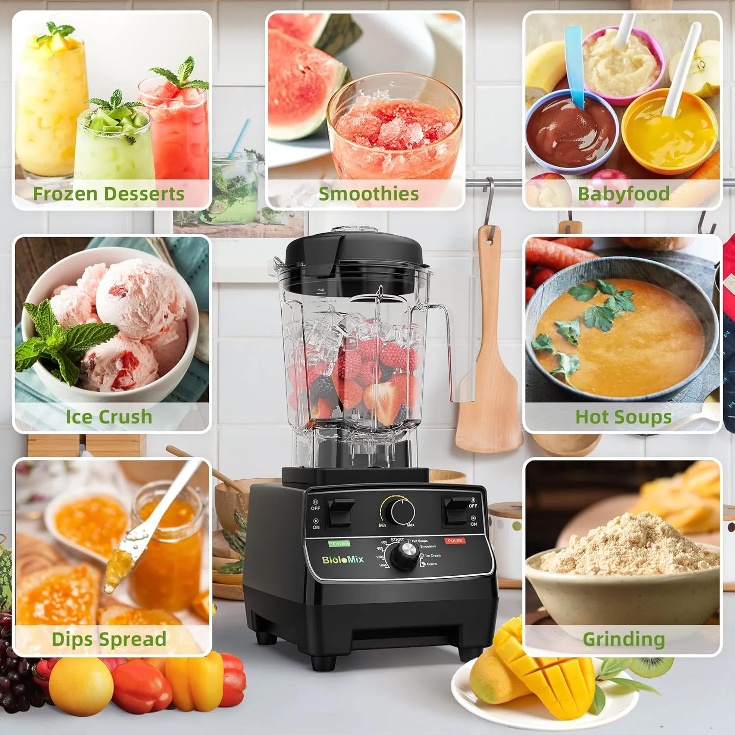 Professional Smoothie Blender, Countertop Blender,Commercial Blender 2200W High Power with 68oz Pitcher, Smart Timer,blenders for kitchen for smoothies/ice, Soup,fish,Dessert With 1 juice glass
