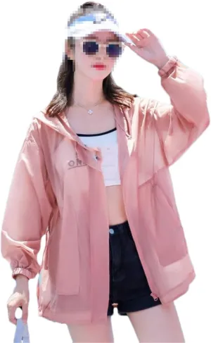Pulcykp Women Loose Ice Silk Jacket Walking Travel and Fishing Outdoor Sports Clothing