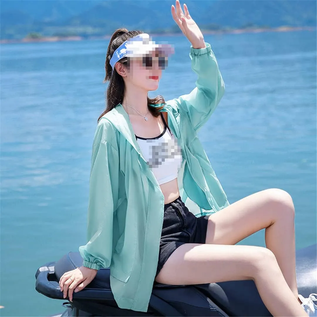 Pulcykp Women Loose Ice Silk Jacket Walking Travel and Fishing Outdoor Sports Clothing