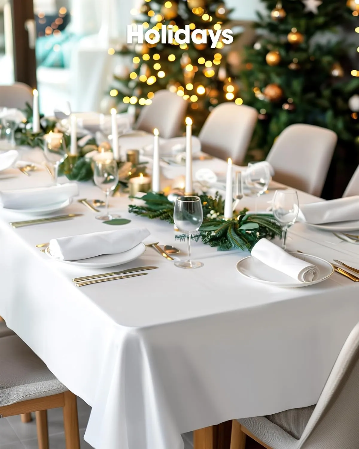 Pureegg Plastic Table Cloth Disposable 20 Pack, 54 x 108 Inch Table Cloths, Party, Picnic, Wedding, Decorative Tablecloths, Rectangle, White Plastic Cover, Leakproof & Sturdy, White