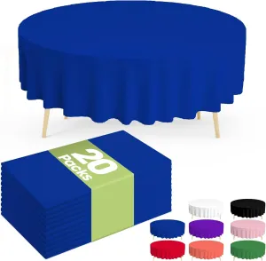Pureegg Plastic Table Cloth Disposable 20 Pack, 84'' Round Table Cloths, Graduation Decorations Class of 2025, Graduation Party Tablecloths, Round, Plastic Cover, Leakproof & Sturdy, Blue