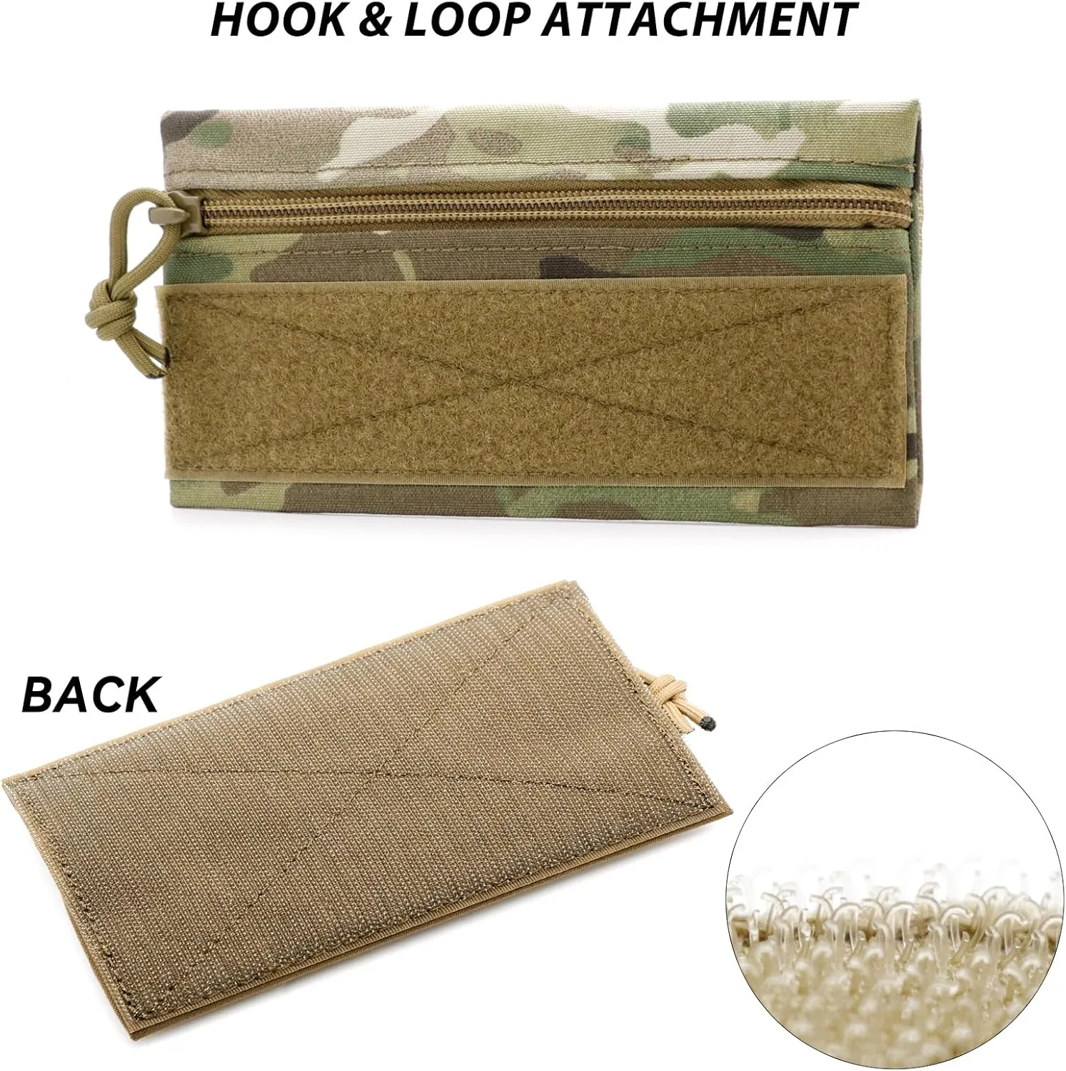 Qavctw 3 Pcs Tactical Admin Pouch with Hook and Loop Storage Bags - Hanging Pouches for Backpack Accessories