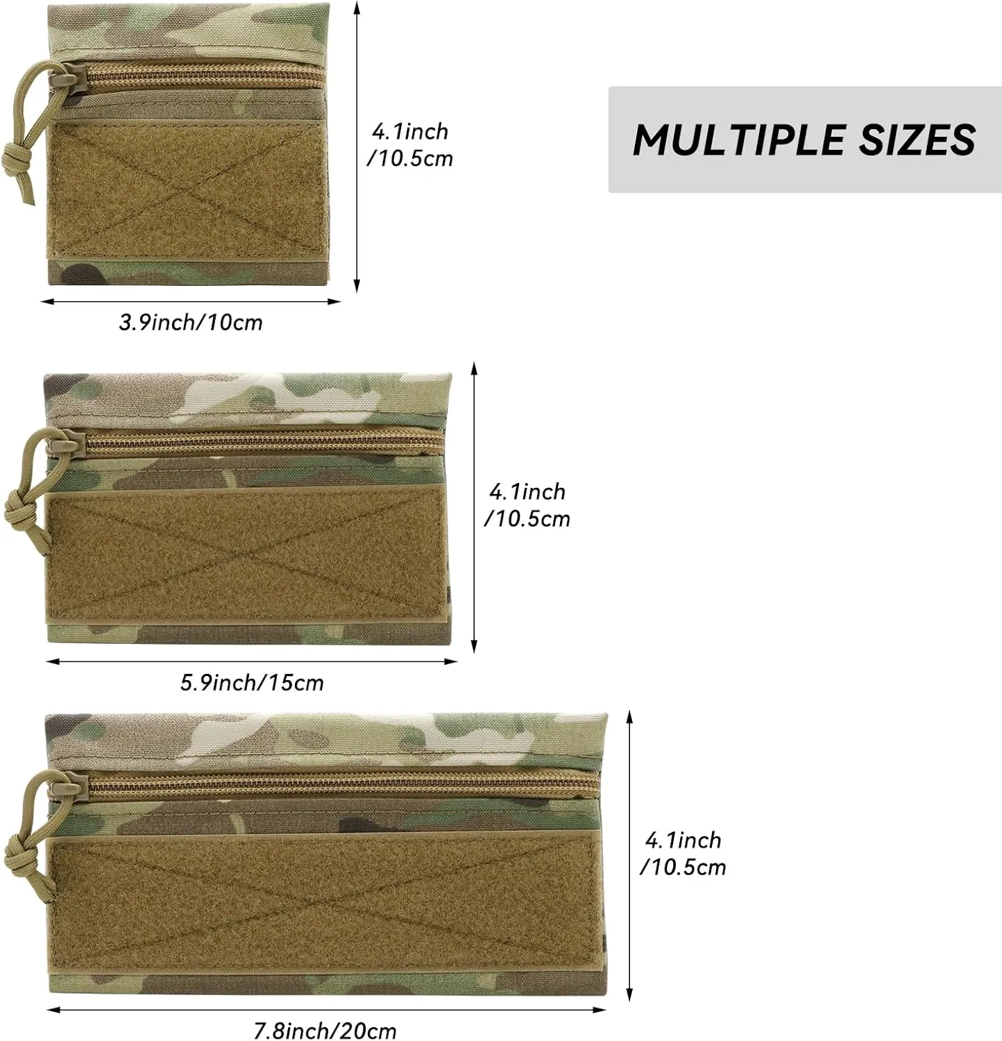 Qavctw 3 Pcs Tactical Admin Pouch with Hook and Loop Storage Bags - Hanging Pouches for Backpack Accessories