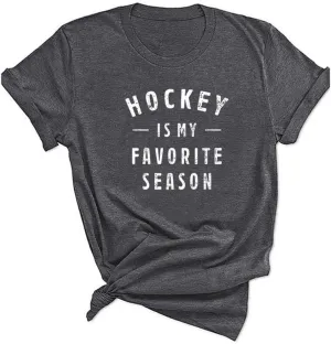 Qrupoad Hockey is My Favorite Season T Shirt Women Ice Hockey Player Gift Shirts Summal Casual Graphic Tees Tops