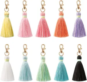 QTMY Cute Pom Pom Tassel Boho Bag Charm Pendant Keyring Keychain for Women Purse Handbag Decor