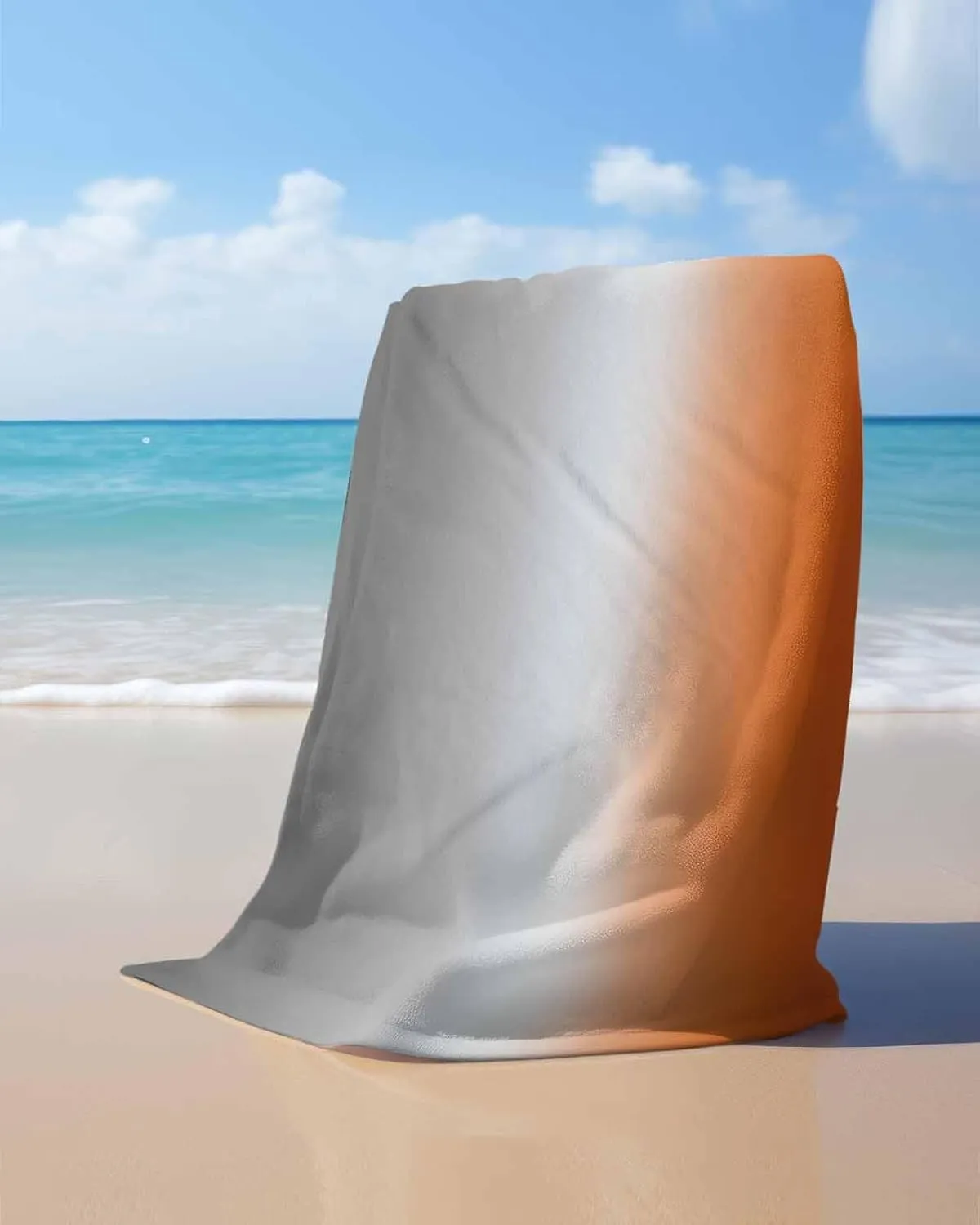 Quick-Drying Microfiber Beach Towel, Modern Simple Soft Absorbent Bath Shower Towels, Orange Gray Gradient Lightweight Portable Towel/Blanket for Travel/Swimming Pool/Camping/Yoga/Gym，35x70 Inch