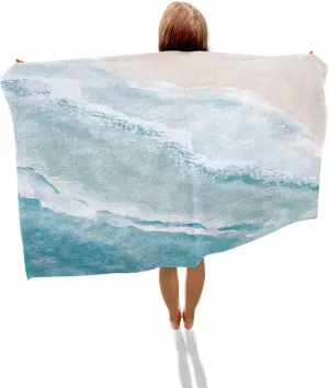 Quick-Drying Microfiber Beach Towel, Watercolor Blue Ocean Sea Waves Beach Soft Absorbent Bath Shower Towels, Lightweight Portable Towel/Blanket for Travel/Swimming Pool/Camping/Yoga/Gym，35x70 Inch