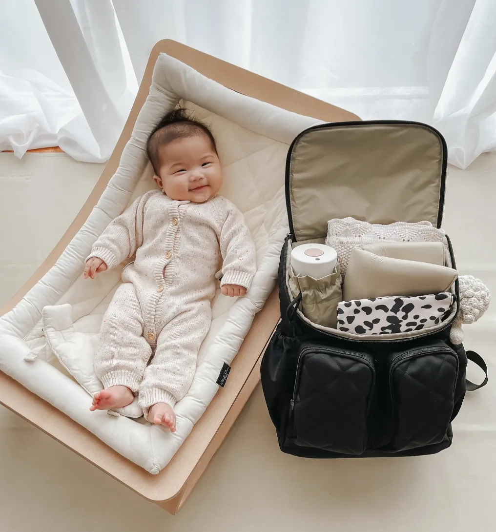 *Quilt Nappy Backpack - Black - OIOI