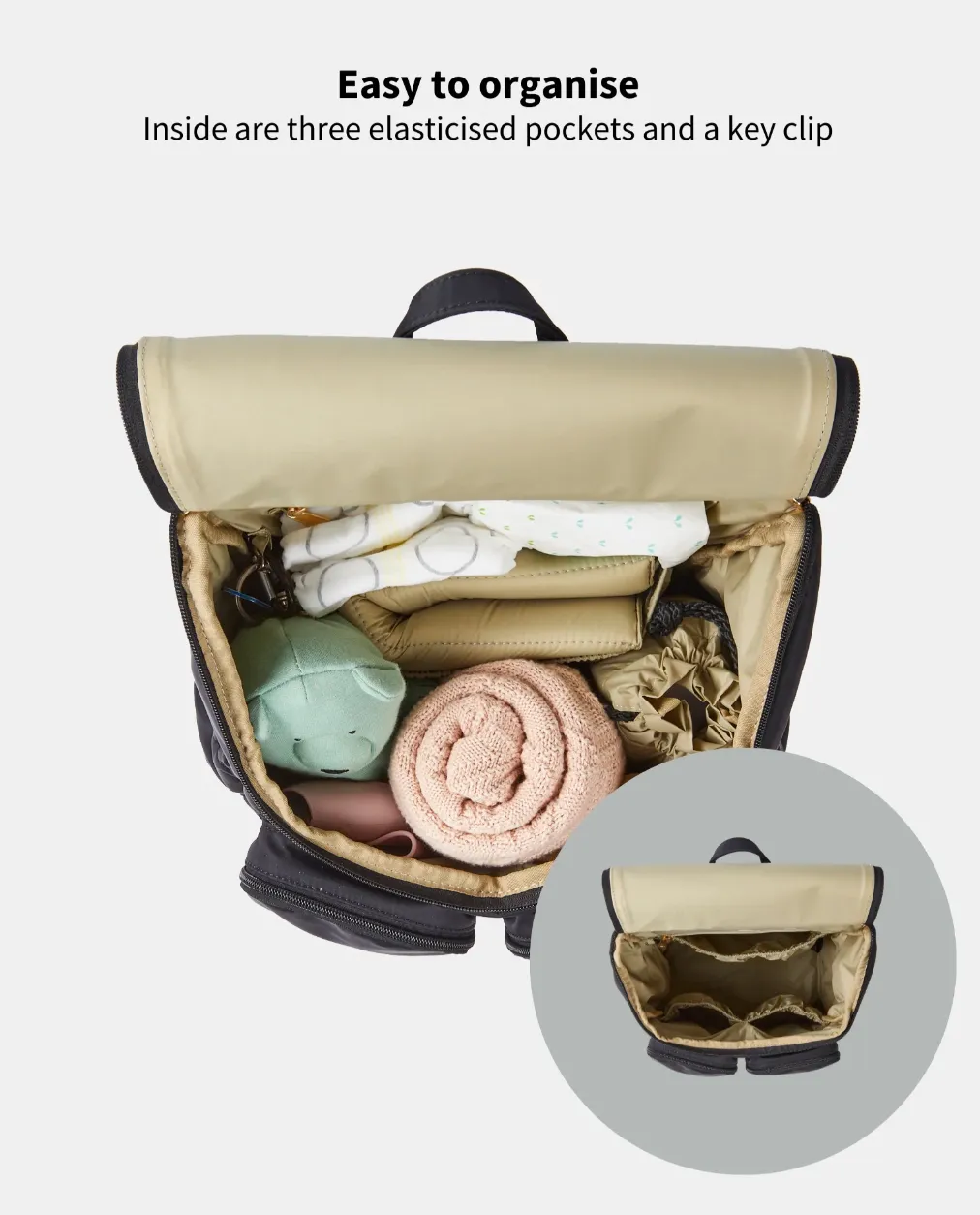 *Quilt Nappy Backpack - Black - OIOI
