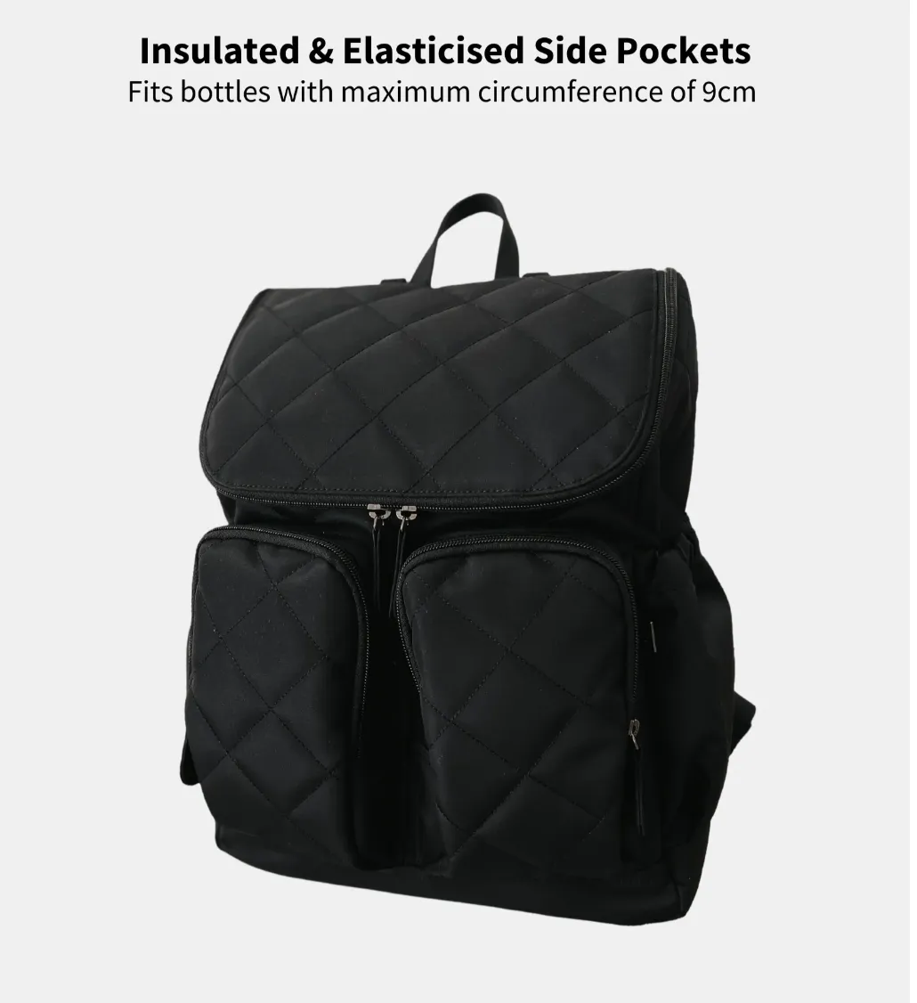 *Quilt Nappy Backpack - Black - OIOI