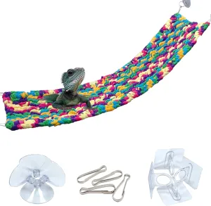 QWR 30" x 7" Upgraded Soft Reptile Lizard Hammock,Lengthened Thicker Hammock for Bearded Dragon Tank Swing Hanging with Strong-Adhesive Hooks,Breathable Bed for Gecko Chameleon Iguana(Rectangular)
