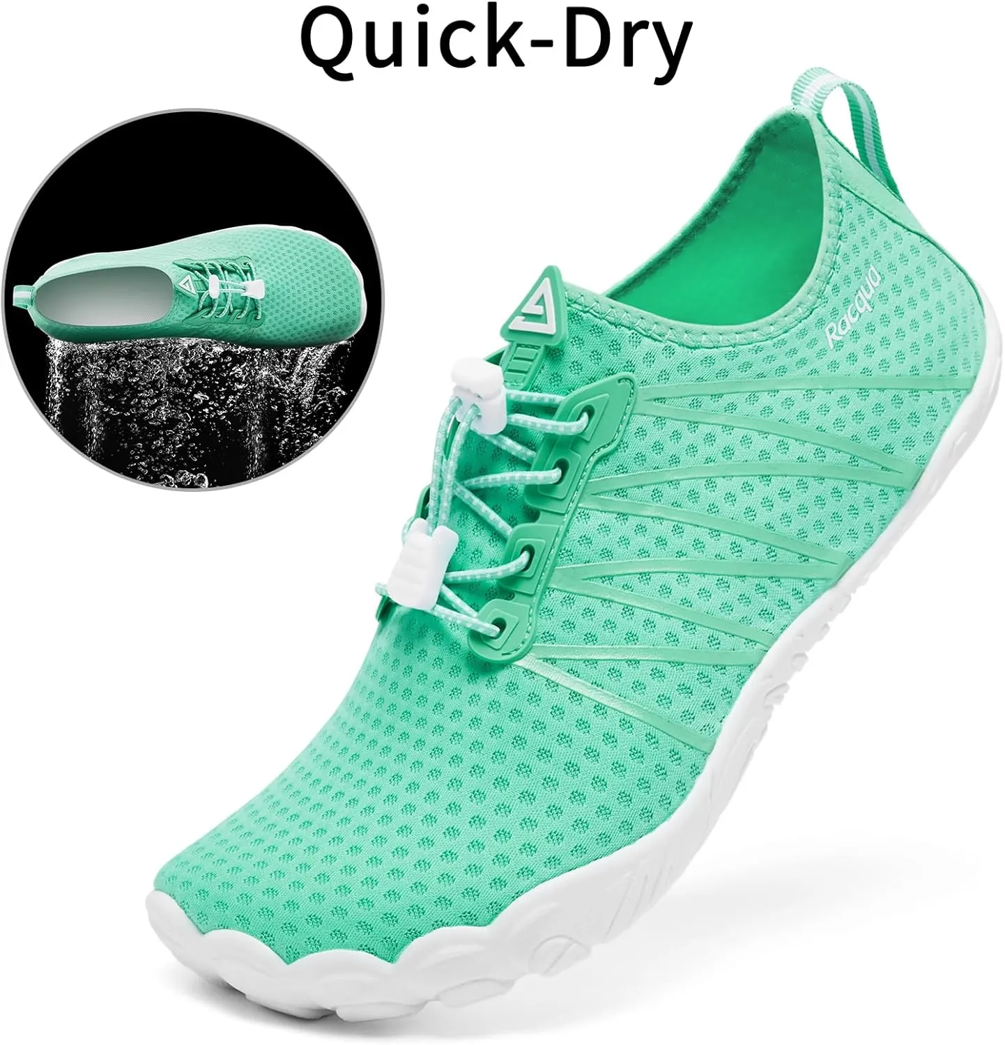 Racqua Men Women Water Shoes Quick-Dry Breathable Swim Shoes Lightweight Aqua Shoes Beach Pool Hiking Shoes