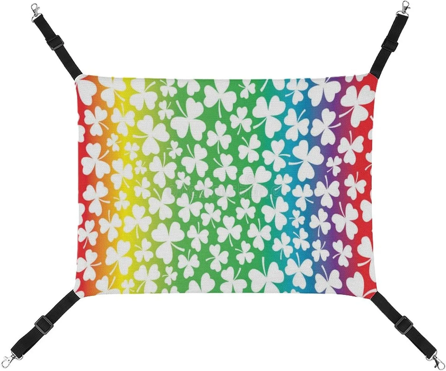 Rainbow Shamrock Cat Hanging Hammock Soft Breathable Pet Cage Dog Hammock with Adjustable Straps and Metal Hooks