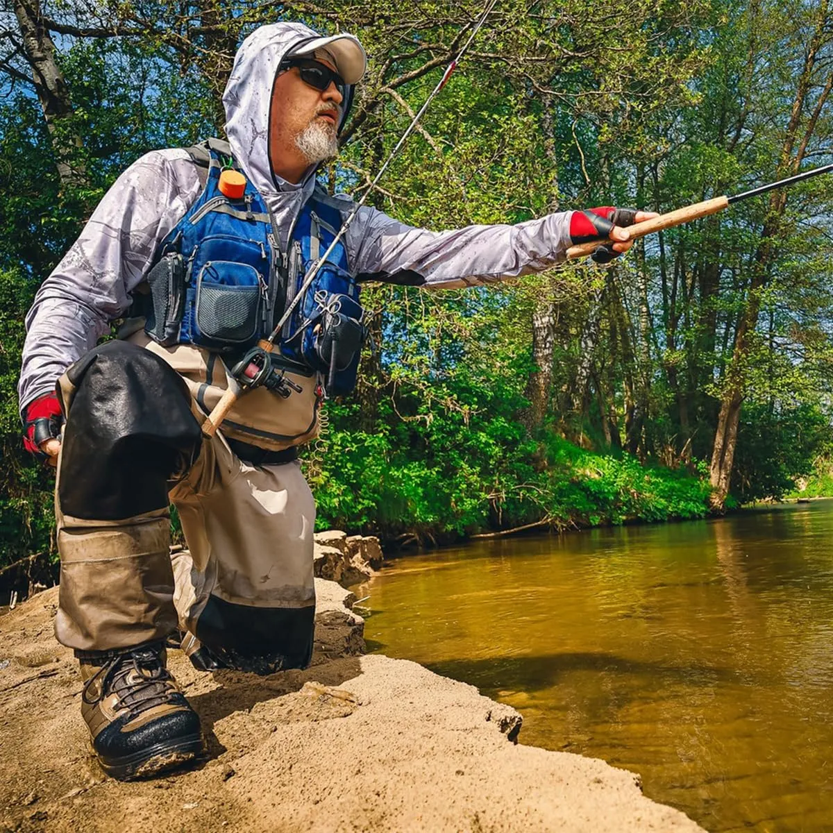 Raprance Fly Fishing Vest Backpack - Adjustable Lightweight and Quick-Dry, with 17 Pocketsfor Trout Bass Saltwate