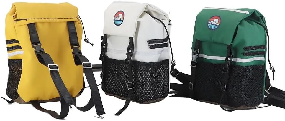 Rc Simulation Backpack Shovel Storage Bag Luggage Bag Handbag Decoration for 1/8 1/10 RC Crawler Car Axial SCX10 TRX4 D90-RC Crawler Car Accessories (Backpack with Shovel-White)