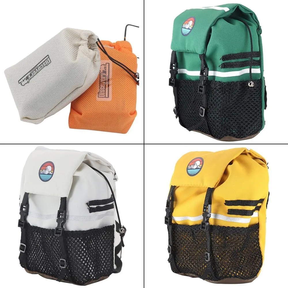 Rc Simulation Backpack Shovel Storage Bag Luggage Bag Handbag Decoration for 1/8 1/10 RC Crawler Car Axial SCX10 TRX4 D90-RC Crawler Car Accessories (Backpack with Shovel-White)
