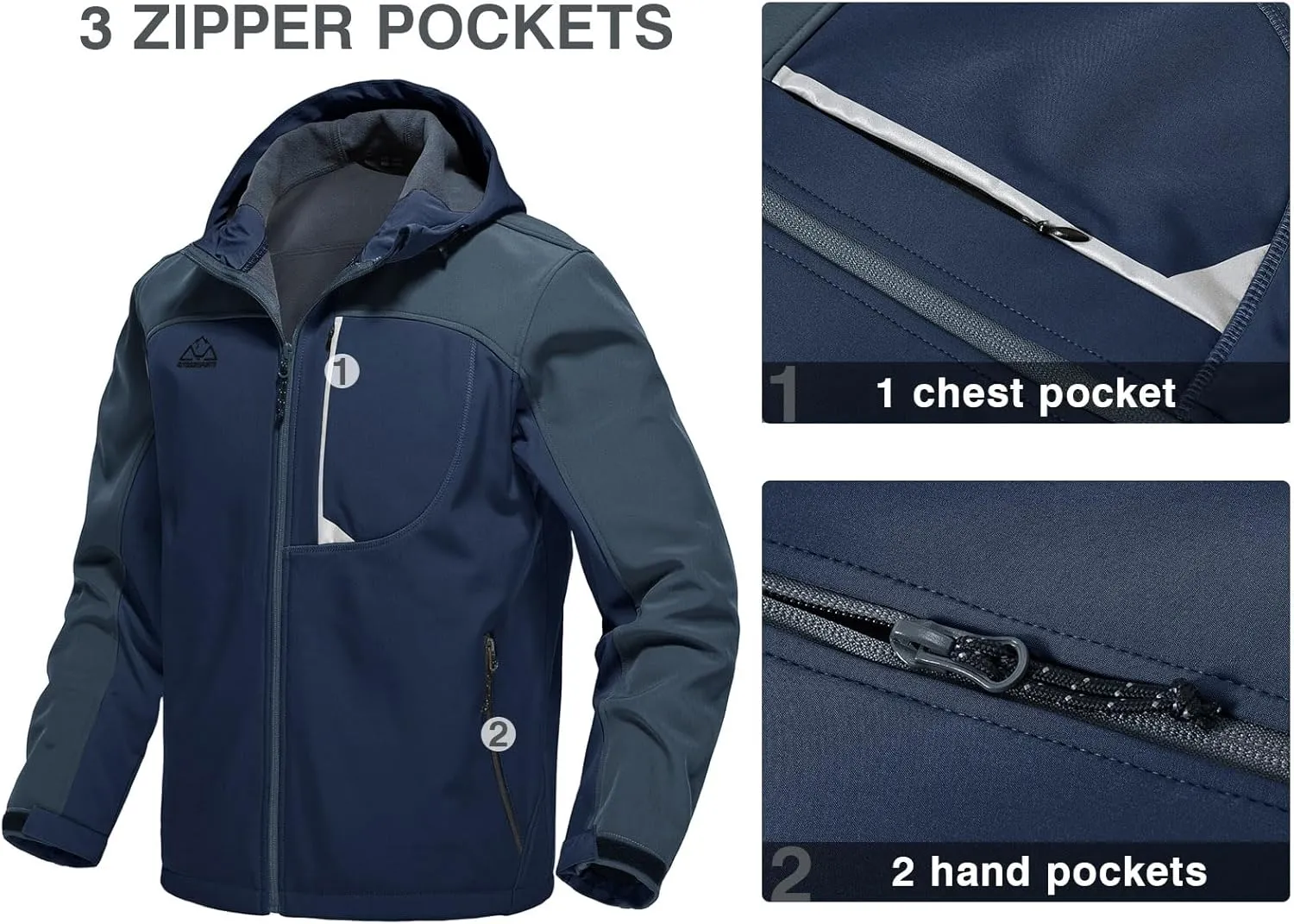 Rdruko Men's Soft Shell Jacket Fleece Lined Waterproof Lightweight Hiking Hooded Winter Jacket