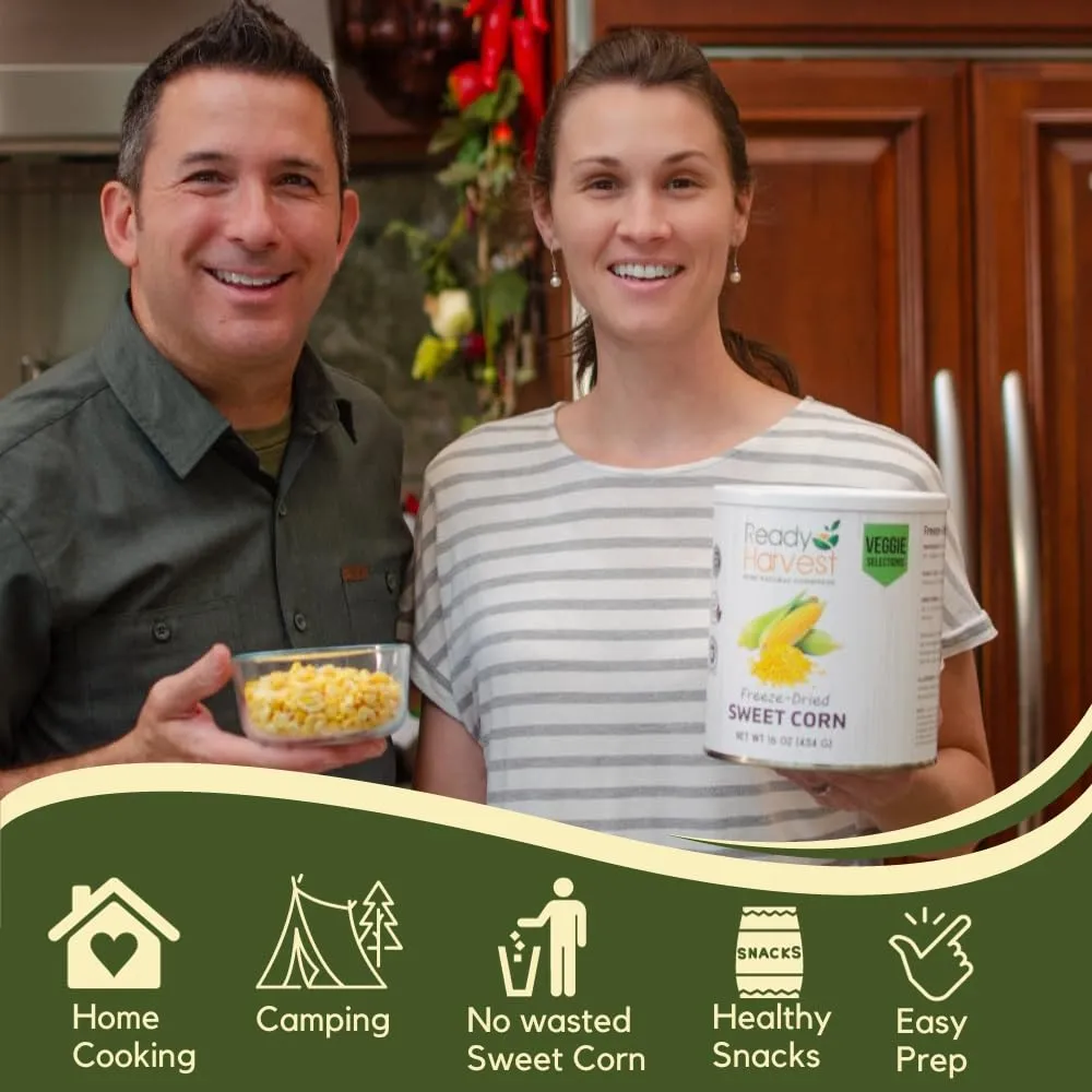 Ready Harvest Freeze-Dried Sweet Corn Canned Corn Vegetable Emergency Food Survival Camping Bug Out Bag #10 Can 25-Year Shelf Life 19oz 6 Cans