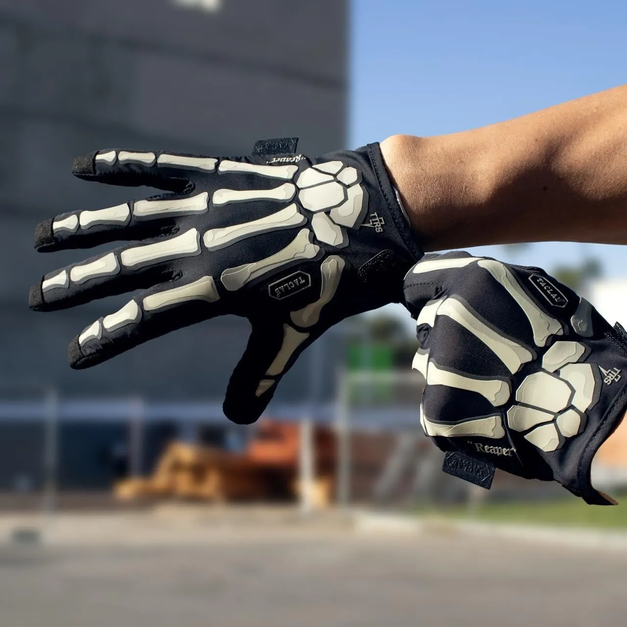 Reaper Black Skeleton Gloves - Thin and Lightweight for Airsoft, Paintball, Cycling, Motorcycle, Multipurpose
