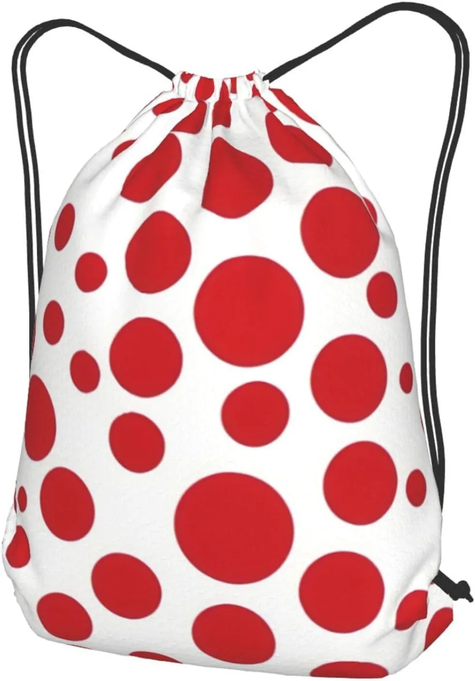 Red & White Polka Dots Drawstring Backpack String Cinch Bag Polyester Sackpack For Fitness Training Workout