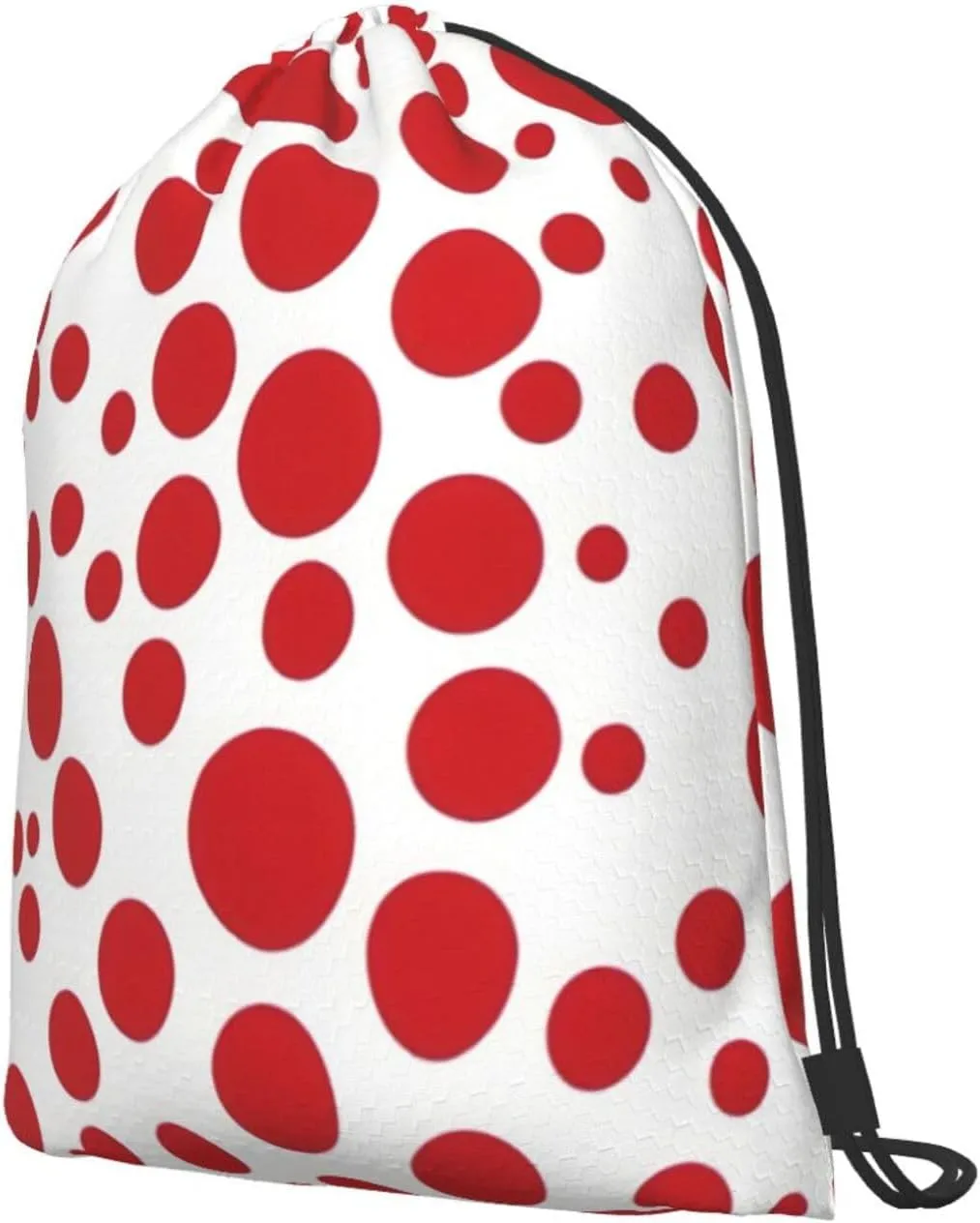Red & White Polka Dots Drawstring Backpack String Cinch Bag Polyester Sackpack For Fitness Training Workout