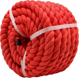 Red Rope 1 Inch x 25 Feet Thick Cotton Rope for for Landscaping, Railing,Decorating,Wedding,Tug of War