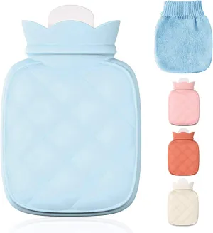 Redify Small Hot Water Bottle Bag for Hot & Cold Compress with Cover,Microwave Heating Soft Environment-Friendly Silicone for Babies Kids,Mini Hot Wate Bottle for Travel and Pain Relief,Holiday Gifts