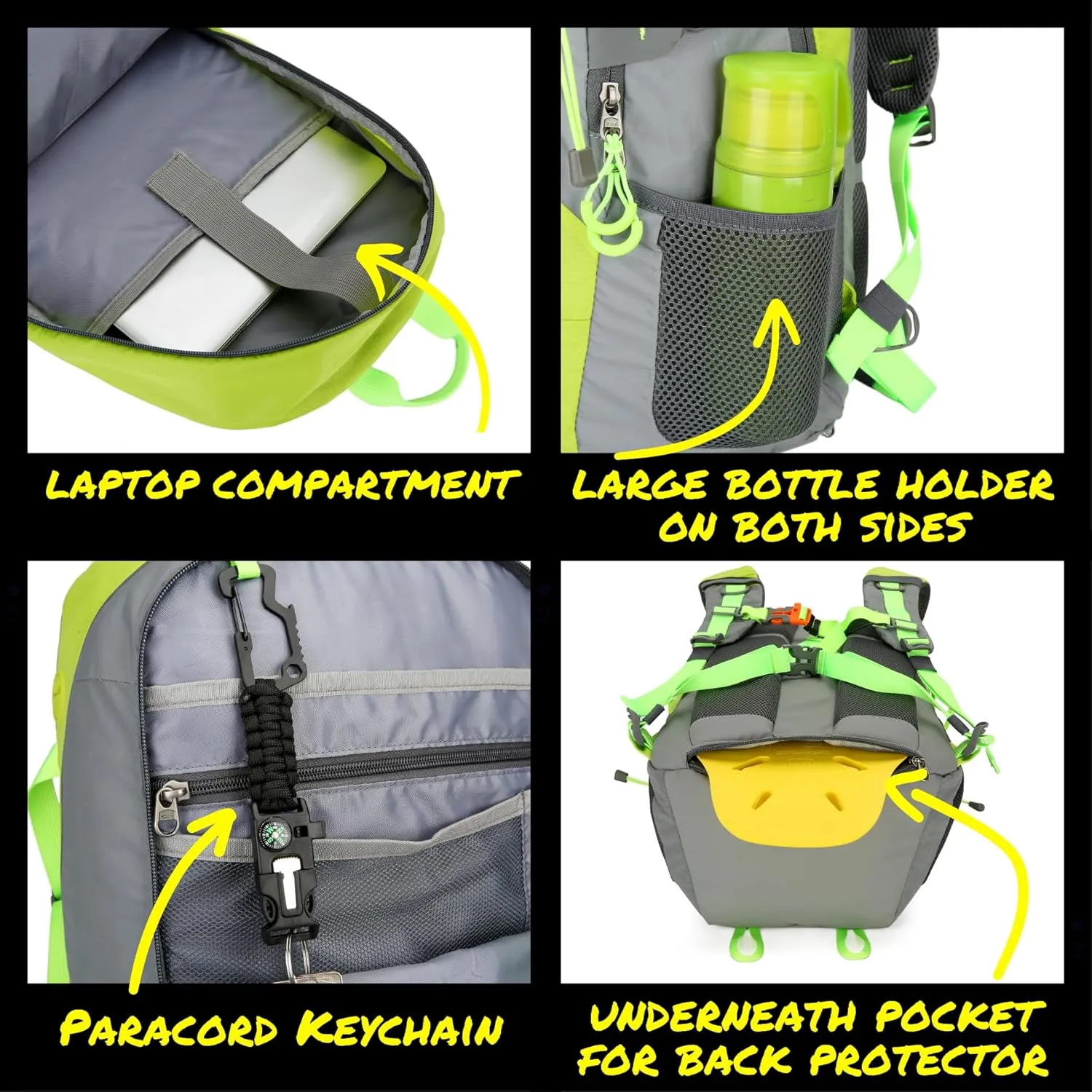 Reflective Motorcycle Backpack 35L, Lightweight Water-Resistant Daypack with Laptop Pocket for Commuting, Biking, and Daily Use – Green