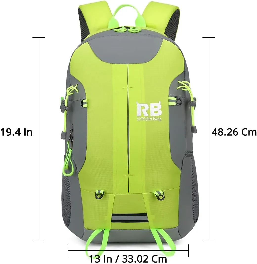 Reflective Motorcycle Backpack 35L, Lightweight Water-Resistant Daypack with Laptop Pocket for Commuting, Biking, and Daily Use – Green