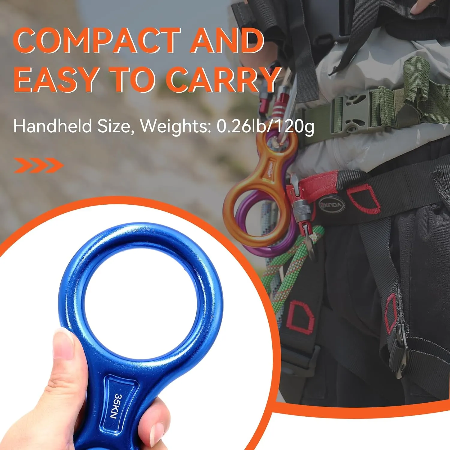 Rescue Figure 8 Descender Climbing Gear Downhill Equipment 35KN/3500kg 7075 Aluminum Alloy Rigging Plate for Climbing Belaying and Rappeling Device