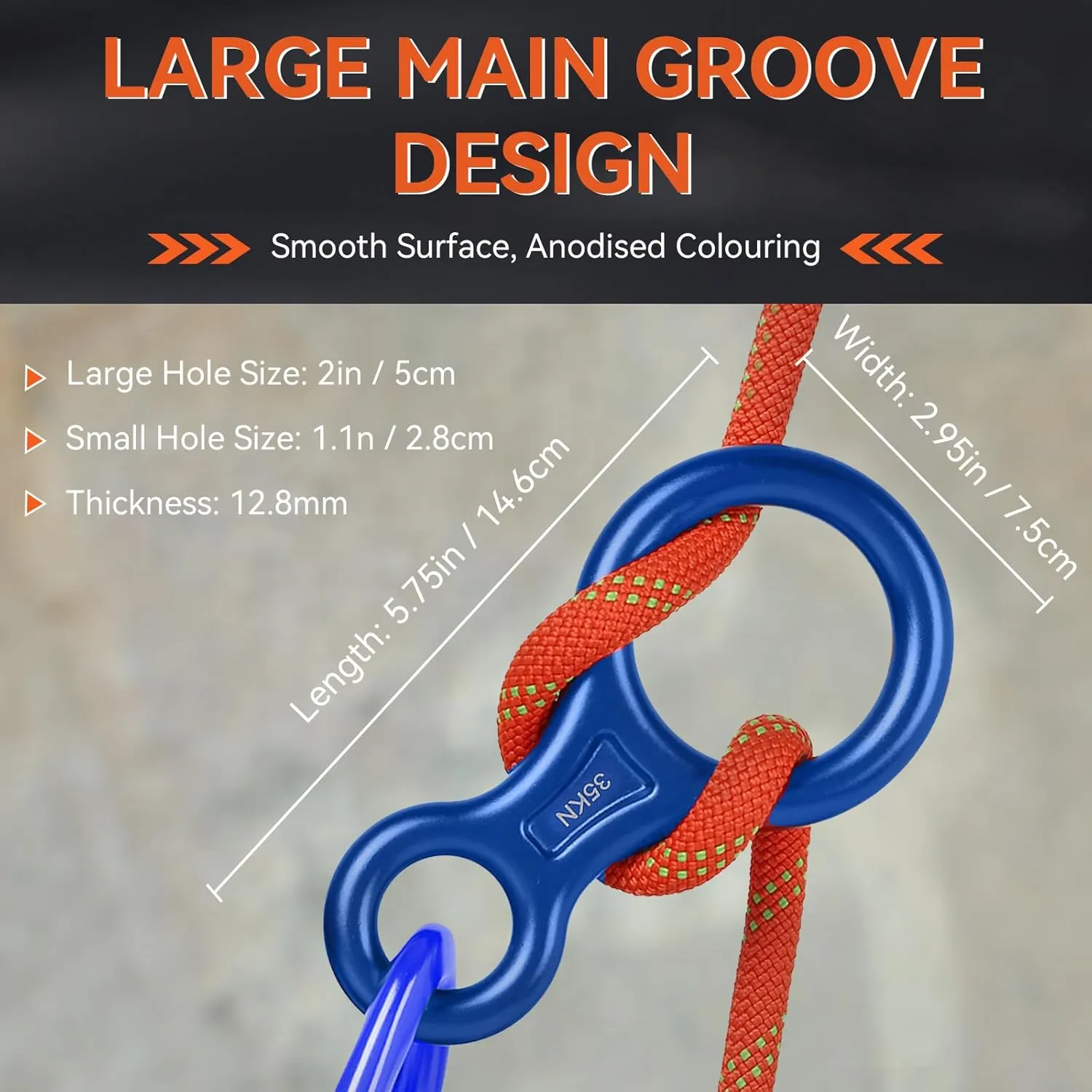 Rescue Figure 8 Descender Climbing Gear Downhill Equipment 35KN/3500kg 7075 Aluminum Alloy Rigging Plate for Climbing Belaying and Rappeling Device
