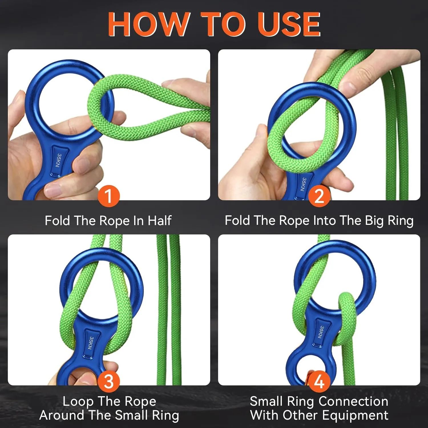 Rescue Figure 8 Descender Climbing Gear Downhill Equipment 35KN/3500kg 7075 Aluminum Alloy Rigging Plate for Climbing Belaying and Rappeling Device
