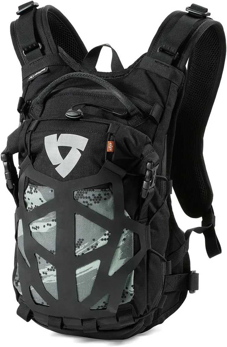REV'IT! Arid 9 Liter H2O Adventure Off Road & Travel Backpack (Black/Camo Grey)