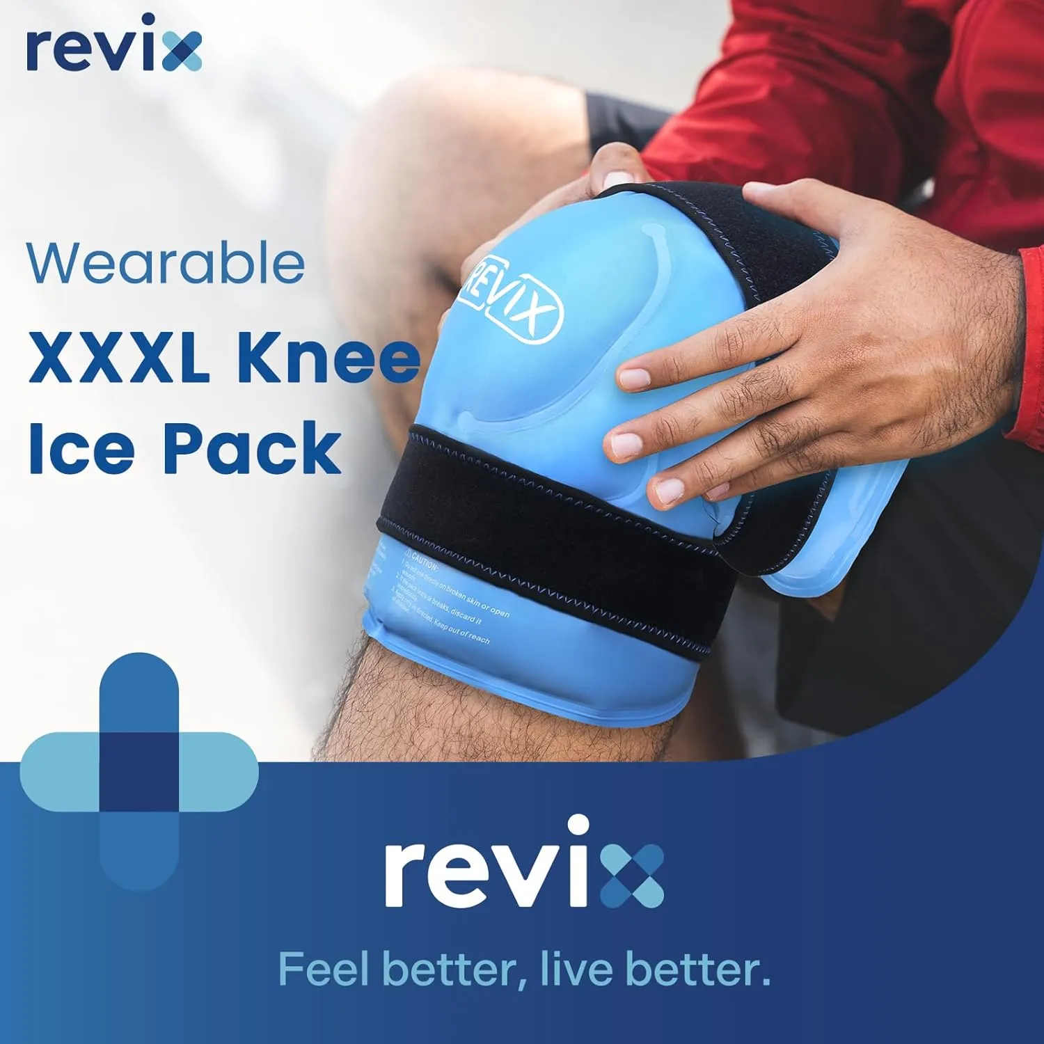 REVIX 20‘’ XXXL Knee Ice Pack Wrap Around Entire Knee, Large Ice Pack for Leg Discomfort Reducing, Cold Compress Therapy, Reusable Ice Wraps for Back, Shoulder Relaxation, Post-Workout Recovery