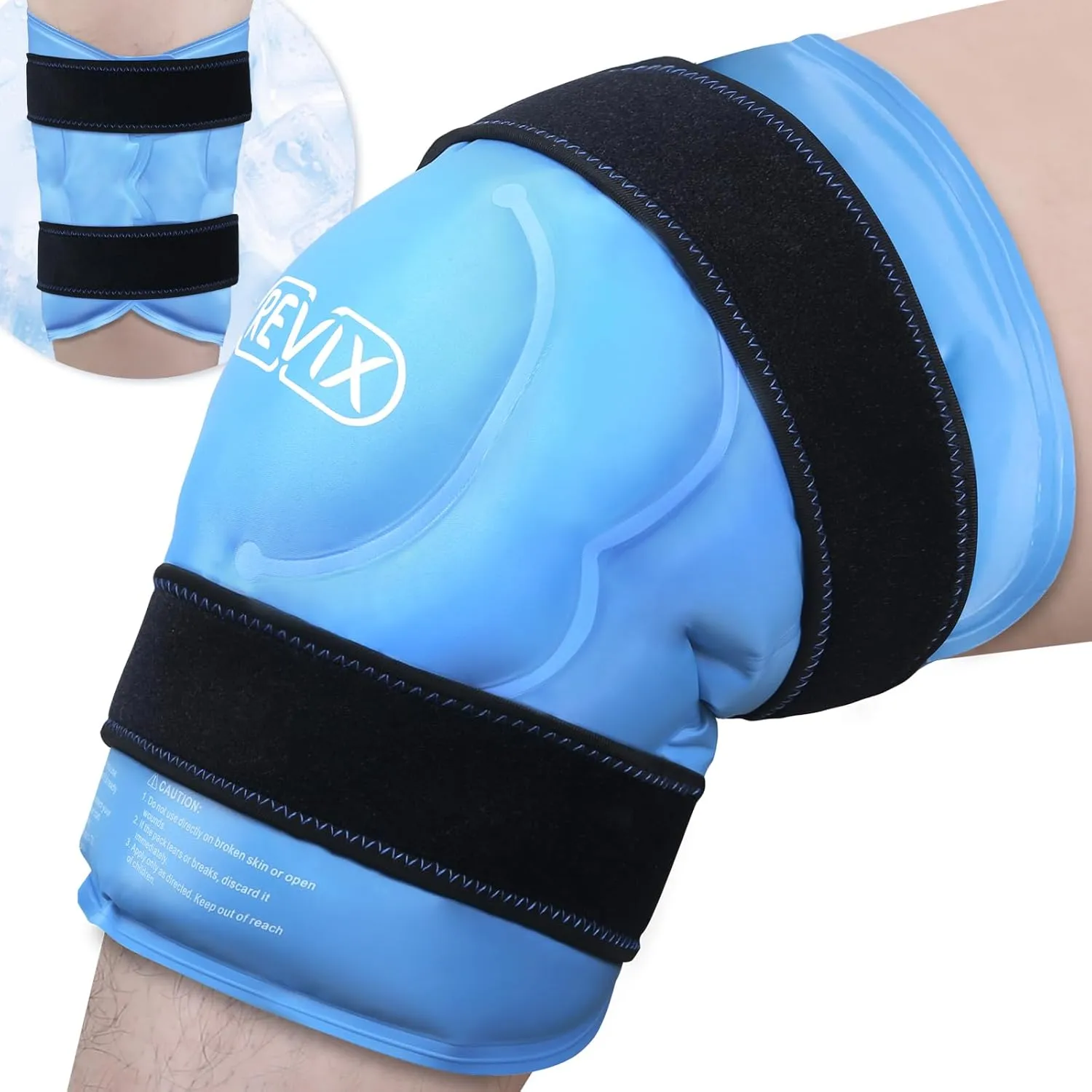 REVIX 20‘’ XXXL Knee Ice Pack Wrap Around Entire Knee, Large Ice Pack for Leg Discomfort Reducing, Cold Compress Therapy, Reusable Ice Wraps for Back, Shoulder Relaxation, Post-Workout Recovery