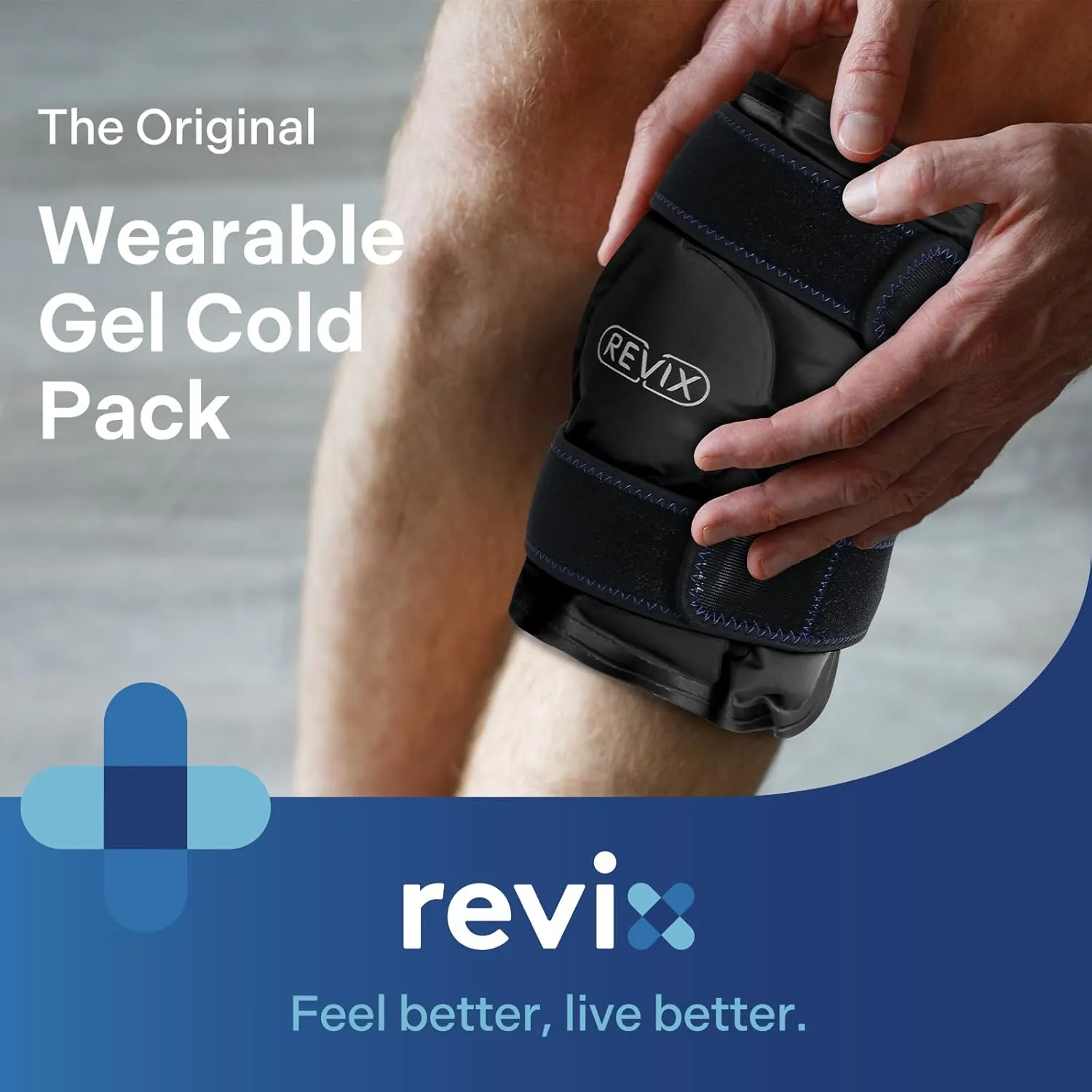 REVIX Ice Wrap for Knee Discomfort, Reusable Knee Ice Pack Wrap with Cold Compress Therapy for Muscle Ache, Promotes Post-Workout Recovery, Soft Plush Lining, Black