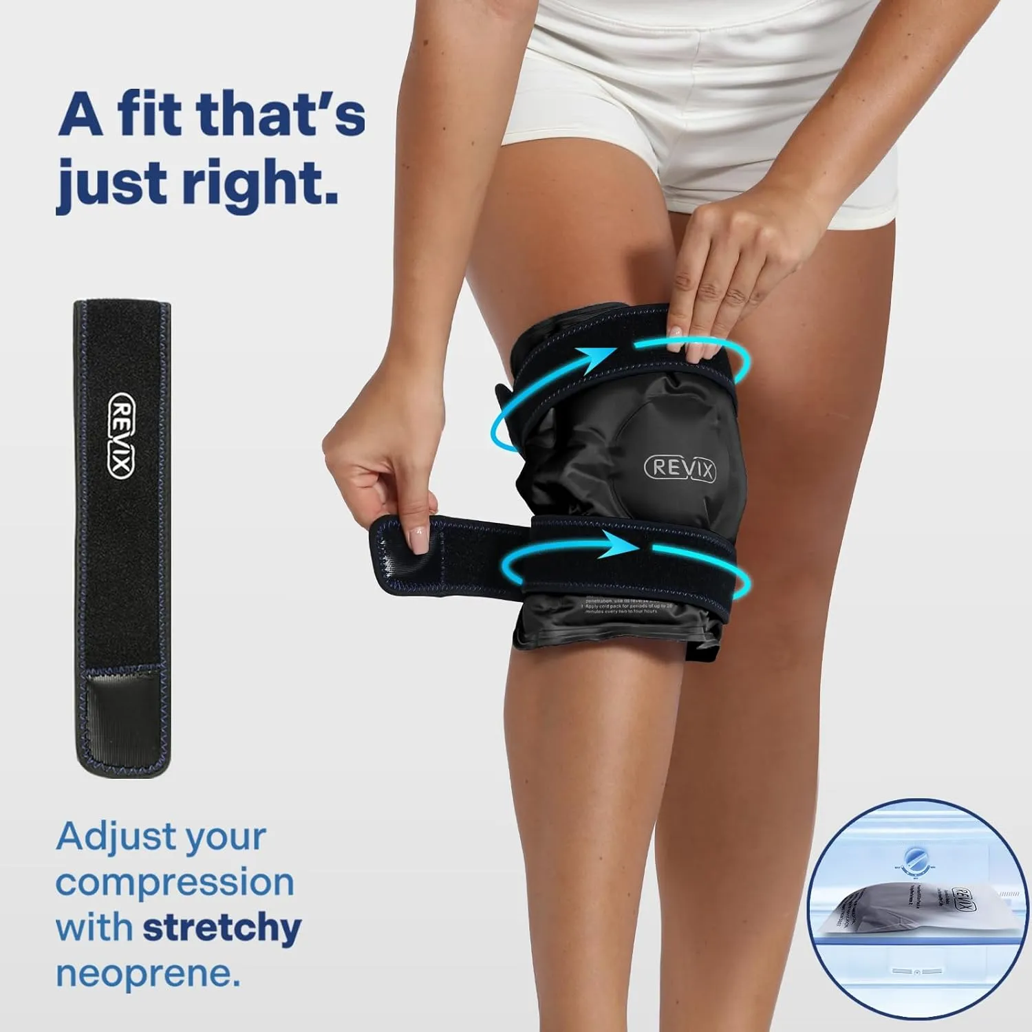 REVIX Ice Wrap for Knee Discomfort, Reusable Knee Ice Pack Wrap with Cold Compress Therapy for Muscle Ache, Promotes Post-Workout Recovery, Soft Plush Lining, Black