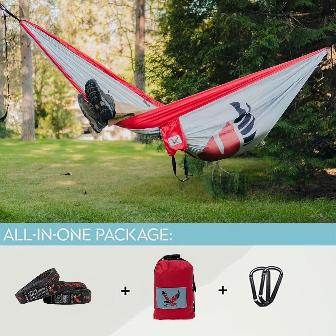 Rincon Official (Eastern Washington) University College Hammock - Premium 210T Nylon, Spacious 112 x 74 inches (LxW) Double & Single Camping Hammock - Portable Outdoor Gear for Students and Alumni